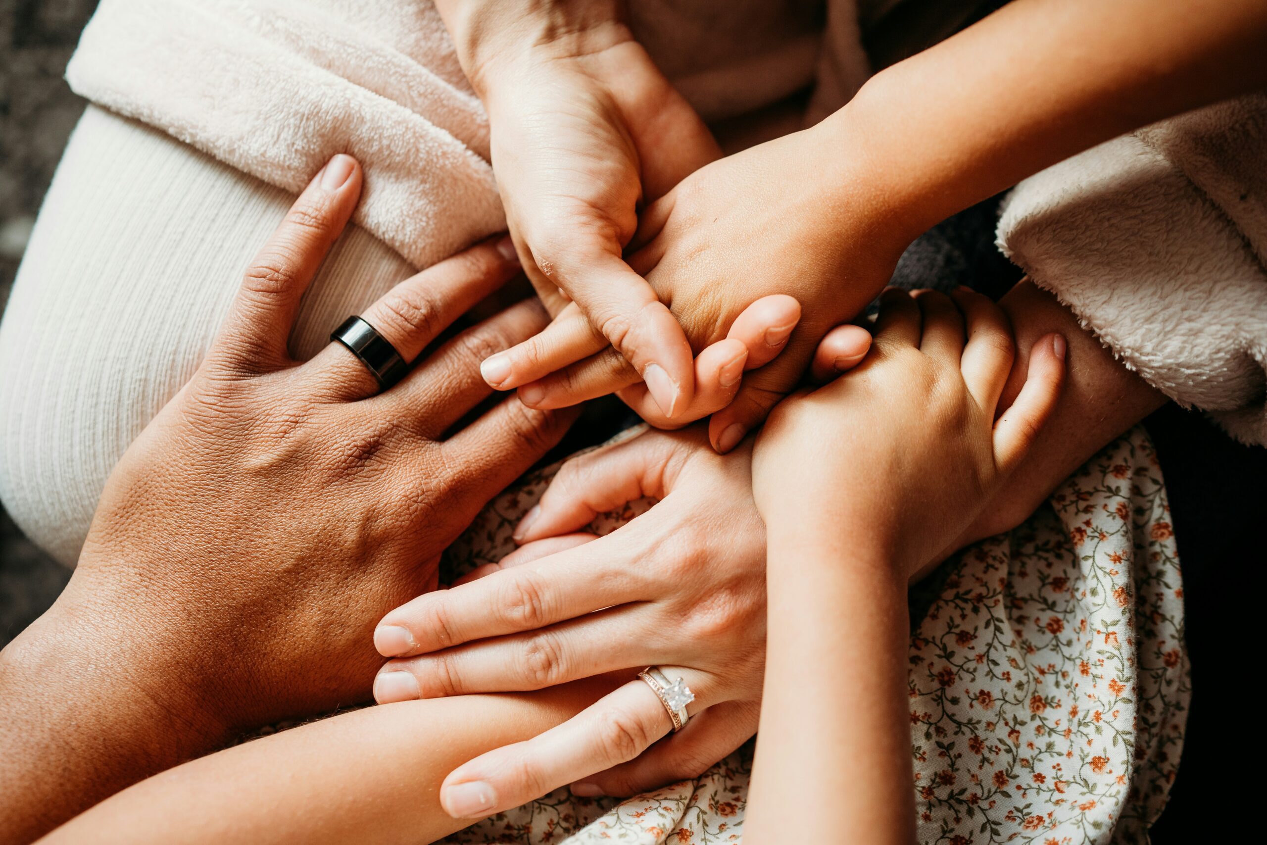 Family discussing addiction concerns during a supportive intervention style conversation in Houston