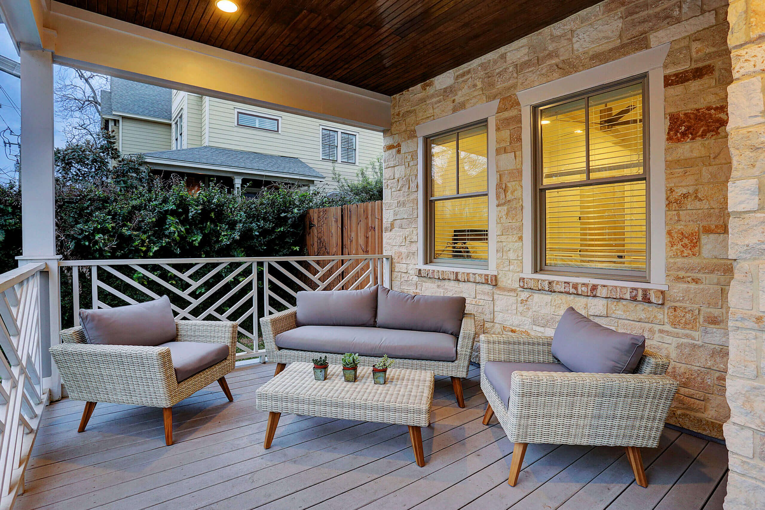 Front Porch at Women’s Supportive Living Home in Houston Front porch seating area at women’s supportive living home in Houston